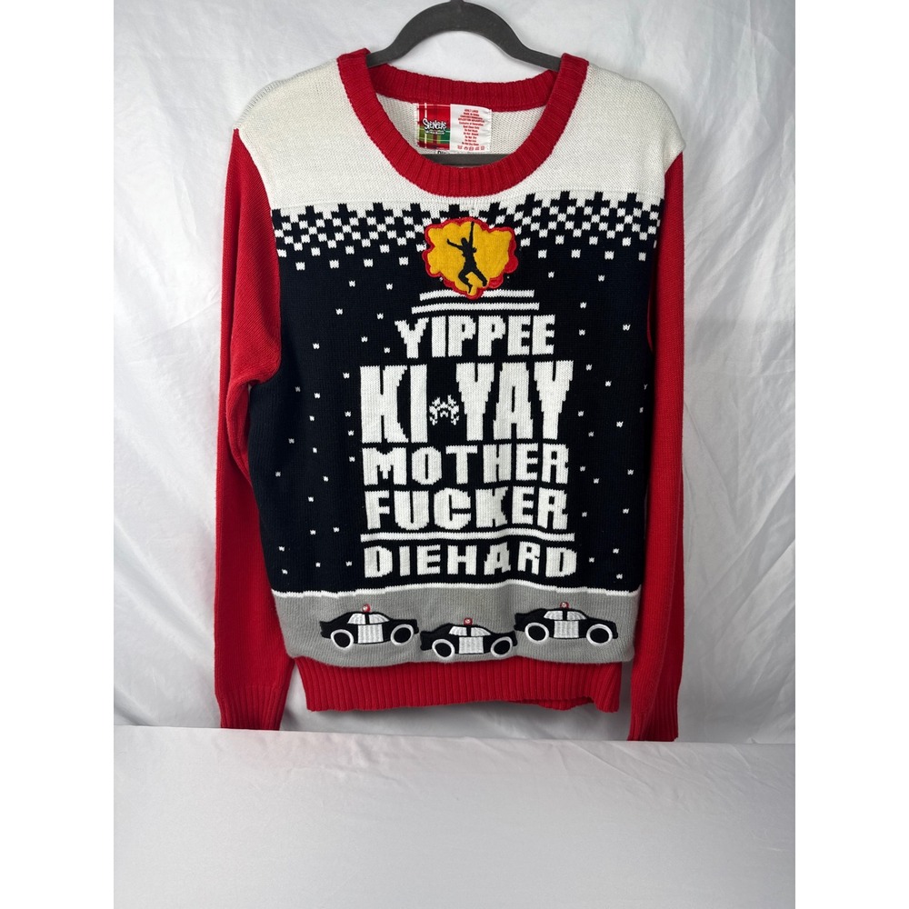 Die Hard Yippee Ki-Yay Ugly Christmas Sweater Mens Large Spencers Workshop